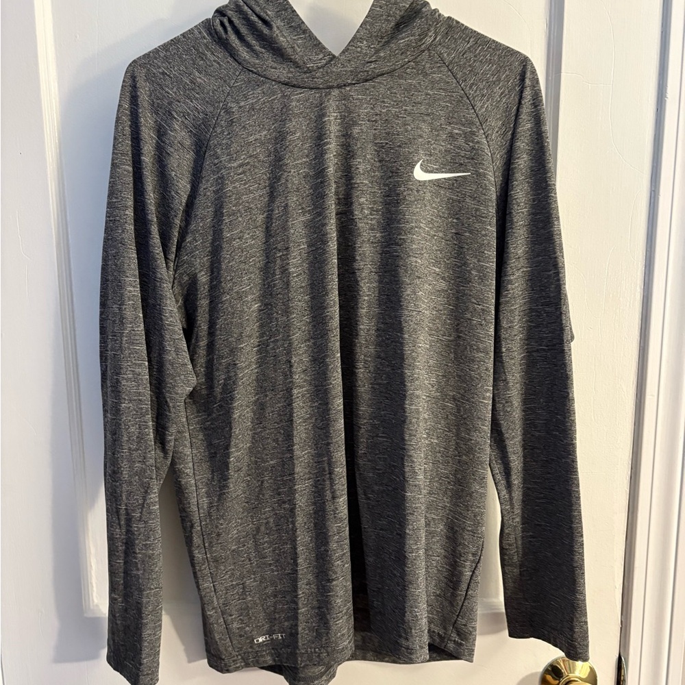 Nike Swim Gray Long Sleeve Workout Top with Hood